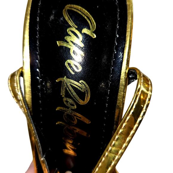 Cape Robbin 7.5 Gold Lock Key Women's Sandals High Heel Shoes 7 1/2 - Picture 5 of 8